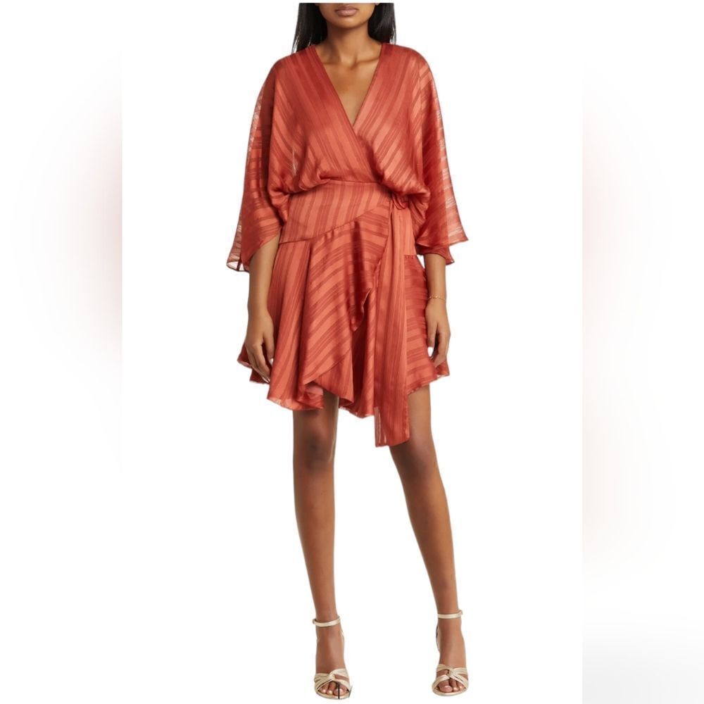 NWOT BTFL-Life Vonda Stripe Jacquard Long Sleeve Satin Mini dress - Picture 2 of 6